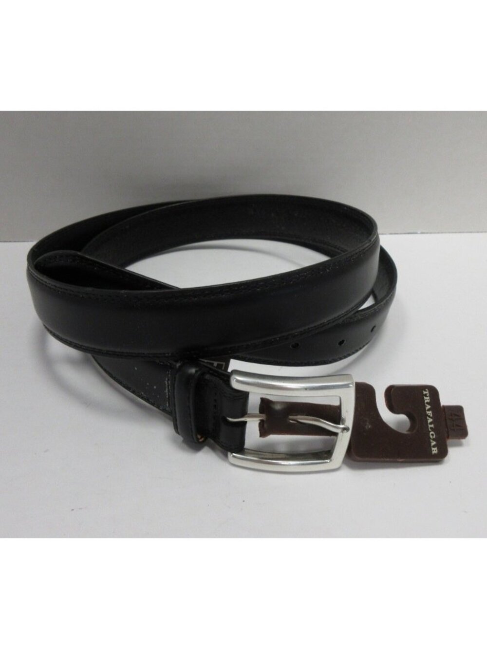 Trafalgar Belt 44 Leather Dress Classic Luxury Silver Buckle NWT *